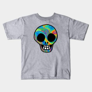 Swirl Rainbow Skull Kids T-Shirt